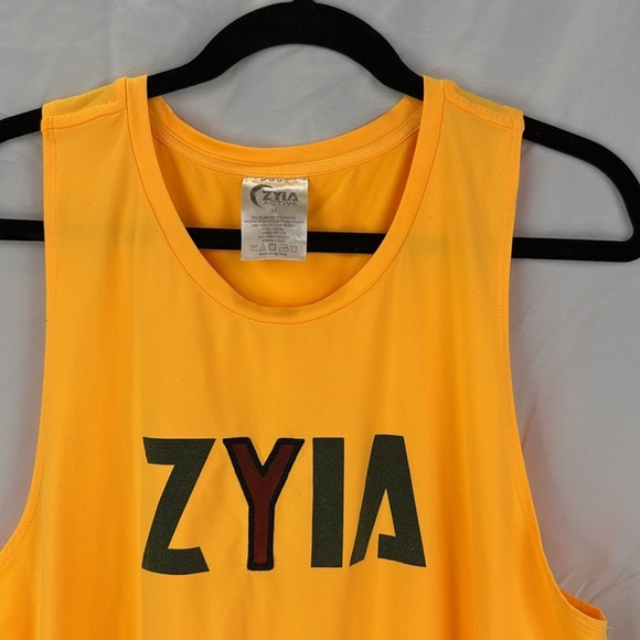 ZYIA Active Bright Yellow Women's Block Letter Tank Top Size Medium - Picture 2 of 6